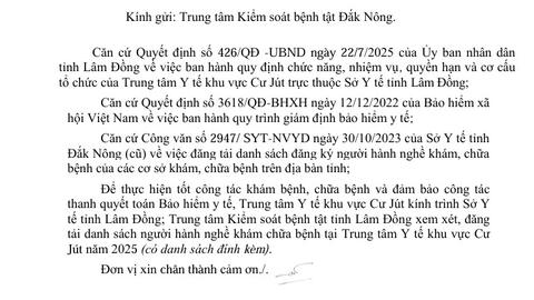 Công bố danh sách người hành nghề  khám bệnh, chữa bệnh năm 2025 - TTYT khu vực Cư Jut