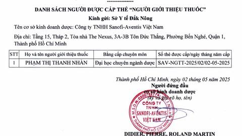 Công bố danh sách người được cấp thẻ "Người giới thiệu thuốc" (đợt 5 năm 2025)